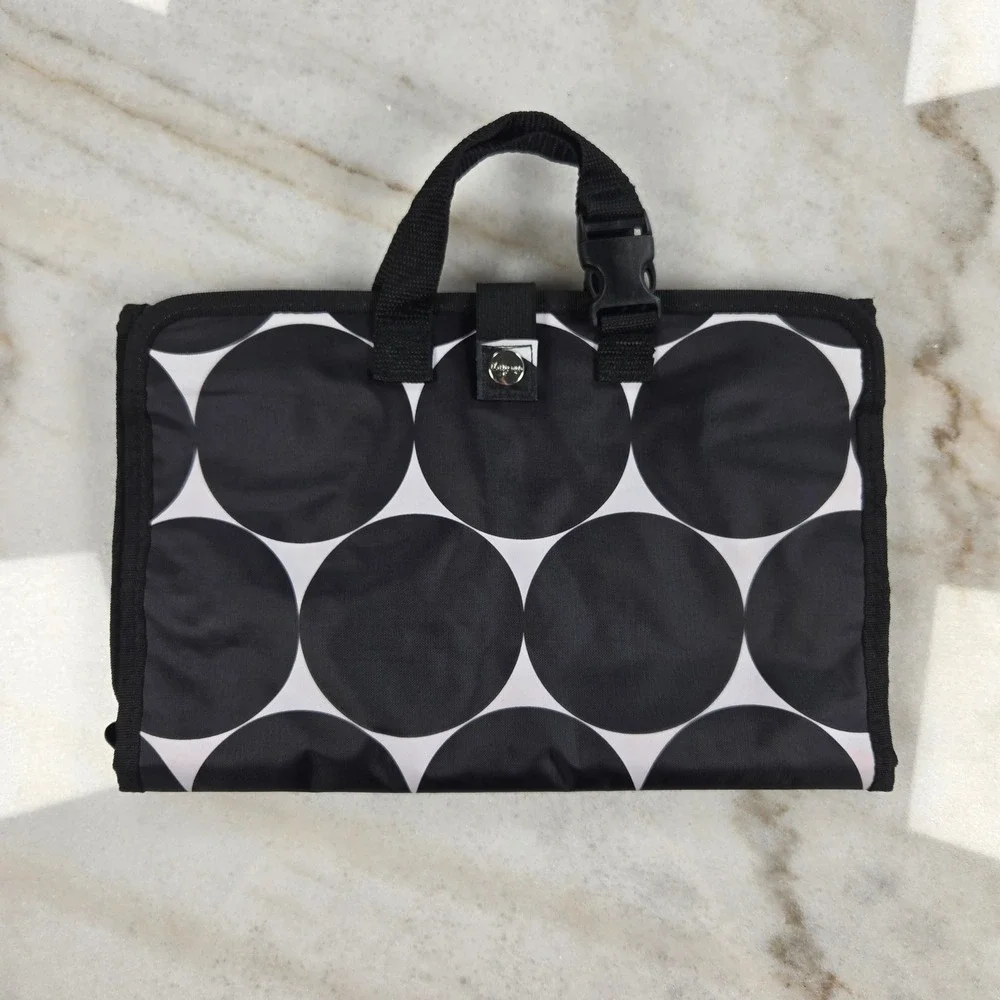 Thirty-One Hanging Toiletry Bag Black White Polka Dot Travel Organizer Preppy